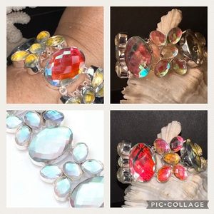 Exquisite Rainbow Fire Topaz statement multi-cluster bracelet cuff
